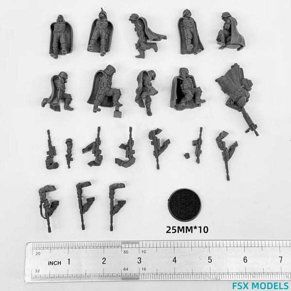 Grim Guard Snipers, 30 Figures, Resin Model Figure Kit, Fantasy Theme, Unassembled and Unpainted
