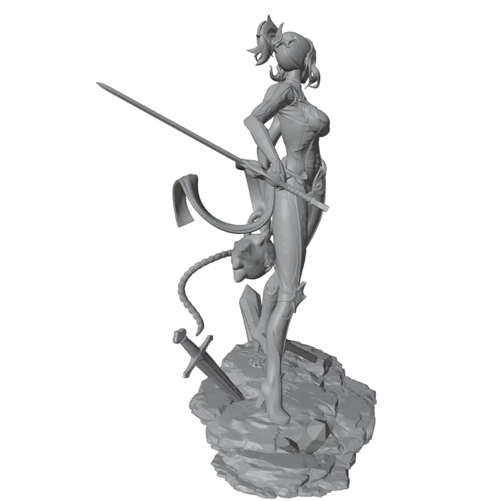 1/24 Female Warrior with Tail, Resin Model Figure Kit, Anime Theme, Unassembled and Unpainted