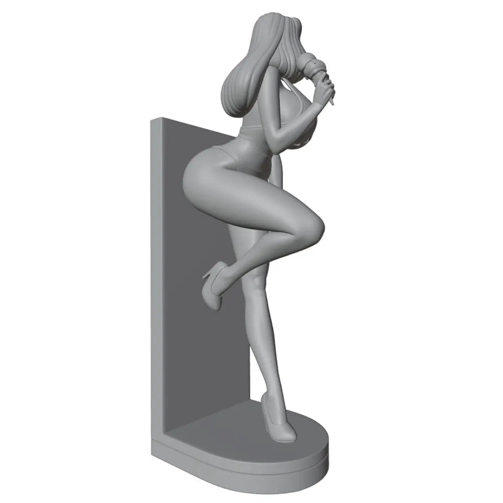 75mm Retro Pin-Up Leaning Against Wall, Resin Model Figure Kit, Unassembled and Unpainted