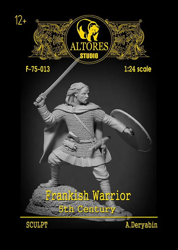 1/24 Medieval Frankish Warrior, Resin Model Figure Kit, Unassembled and Unpainted