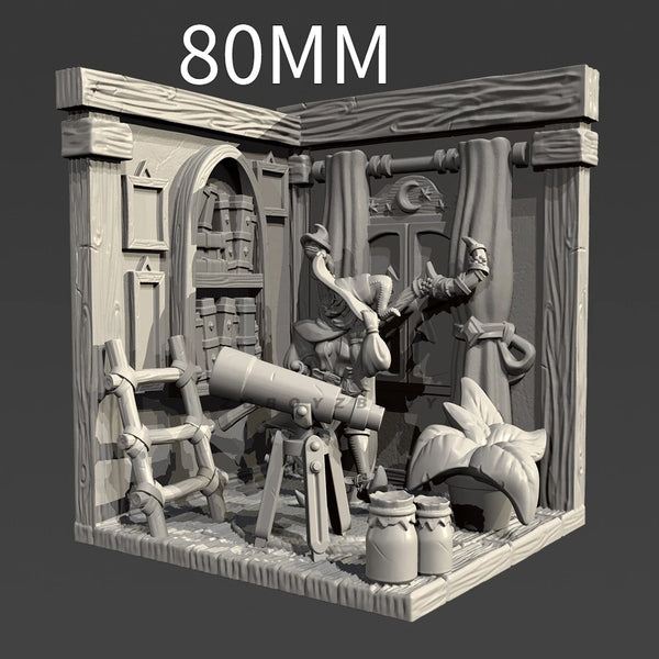 60mm Magic House, 5 Figures, Resin Model Diorama Kit, Fantasy Theme, Unassembled and Unpainted