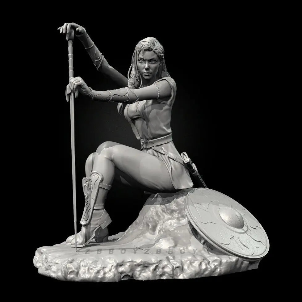 65mm Female Warrior Swordsman, Resin Model Figure Kit, Fantasy Theme, Unassembled and Unpainted