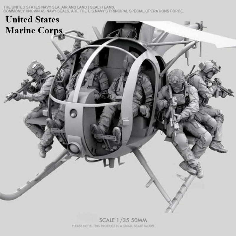 1/35 Modern US Marine Corps Special Forces, 6 Figures, Resin Model Figure Kit, Unassembled and Unpainted