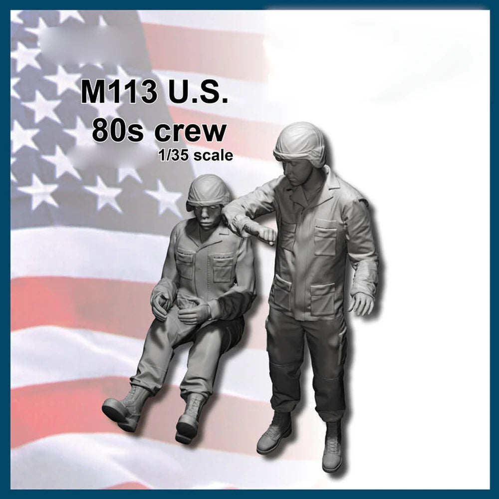 1/35 Cold War US M113 Crew, 2 Figures, Resin Model Figure Kit, Unassembled and Unpainted