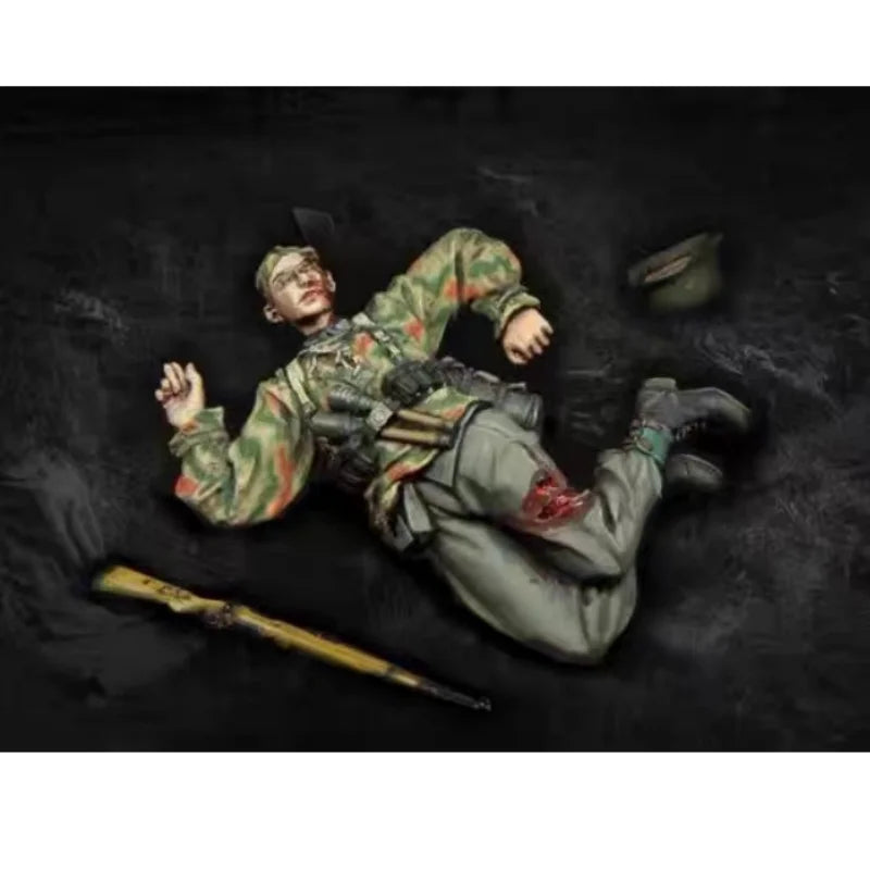 1/35 WWII German Infantry Prone with Rifles, 2 Figures, Resin Model Figure Kit, Unassembled and Unpainted