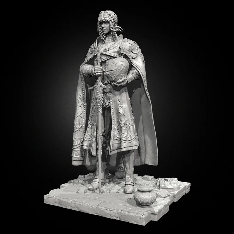 75mm Medieval Fantasy Noblewoman with Flowing Cloak, Resin Model Figure Kit, Unassembled and Unpainted