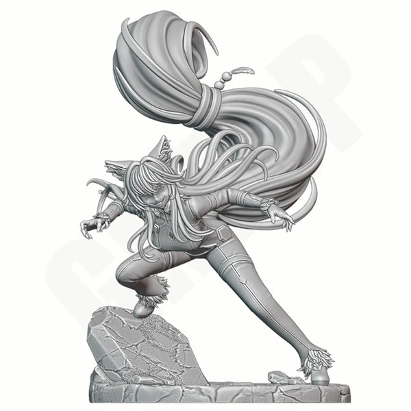 1/24 Wolf Warrior Girl, Resin Model Figure Kit, Fantasy Theme, Unassembled and Unpainted