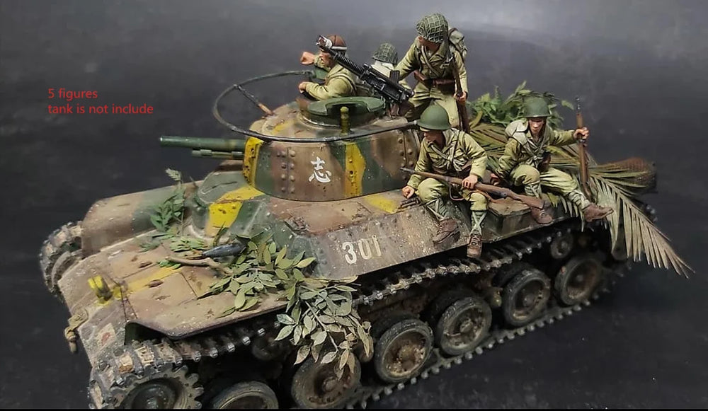 1/35 WWII Soviet T-34 Tank with Crew, 5 Figures, Resin Model Diorama Kit, Unassembled and Unpainted