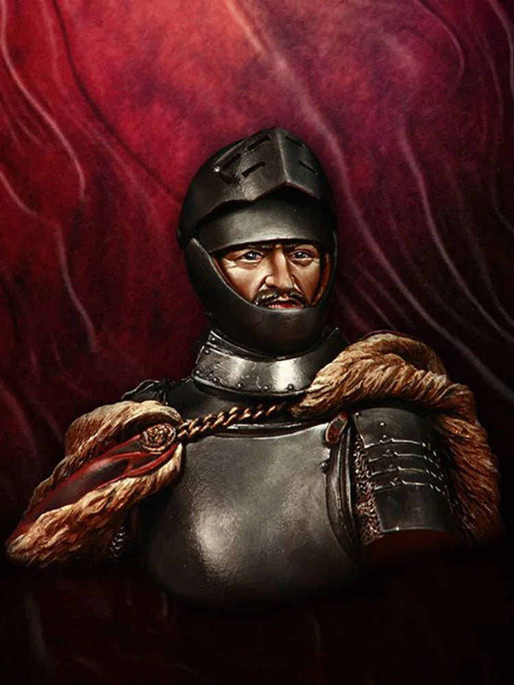 1/10 Medieval Bearded Knight in Ornate Plate Armor, Resin Model Bust Kit, Unassembled and Unpainted