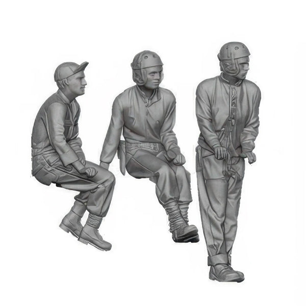 1/35 WWII Hellcat Aircrew, 3 Figures, Resin Model Figure Kit, Unassembled and Unpainted