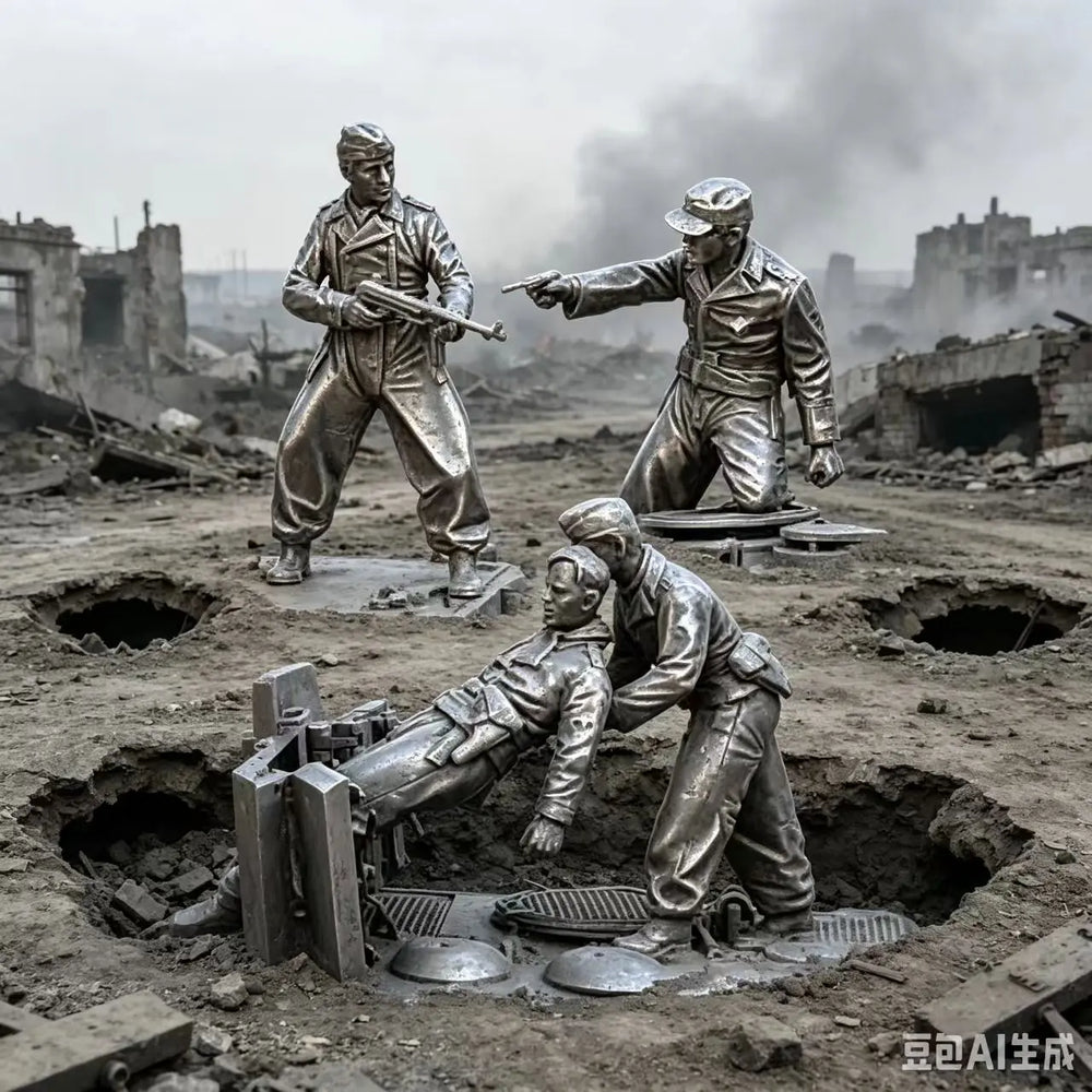 1/35 WWII German MG42 Machine Gun Crew in Combat, 4 Figures, Resin Model Figure Kit, Unassembled and Unpainted