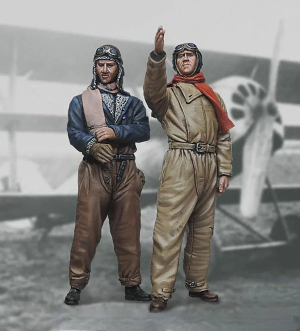 1/32 WWII Allied Aircrew Pair, 2 Figures, Resin Model Figure Kit, Unassembled and Unpainted