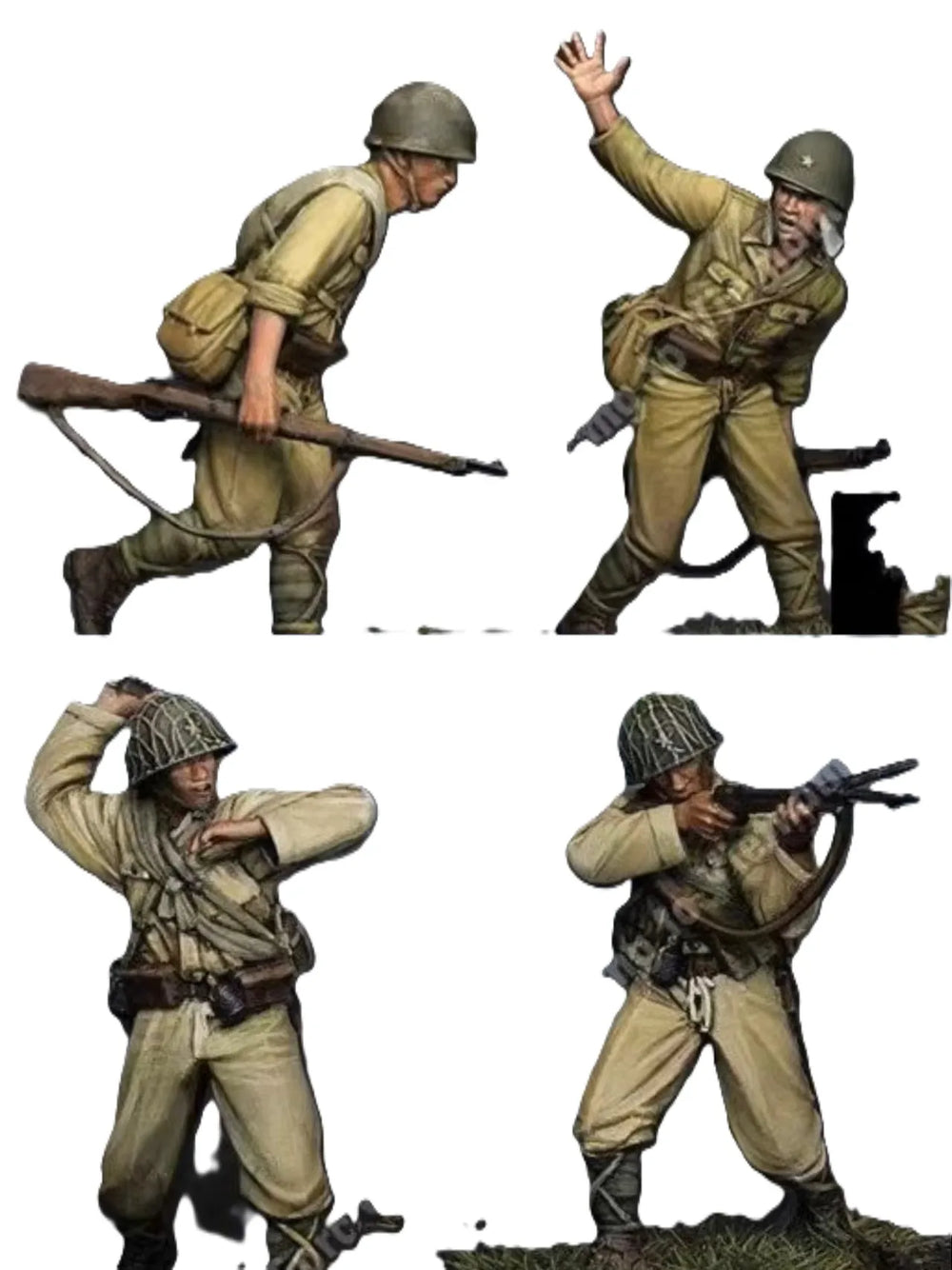 1/35 WWII Japanese Infantry Attacking with Rifles, 4 Figures, Resin Model Figure Kit, Unassembled and Unpainted