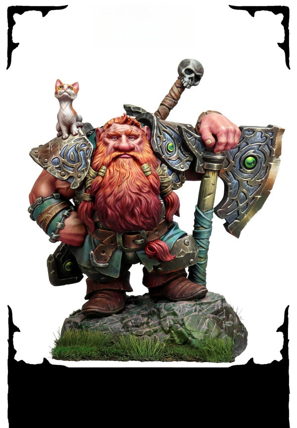 1/24 Dwarf Warrior with Axe and Skull Staff, Resin Model Figure Kit, Fantasy Theme, Unassembled and Unpainted
