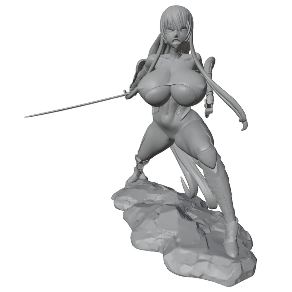 Anime Female Warrior, Resin Model Figure Kit, Anime Theme, Unassembled and Unpainted