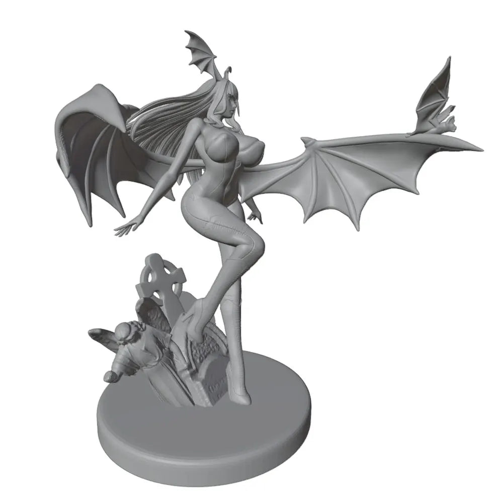 1/24 Horned Succubus with Bat Wings, Resin Model Figure Kit, Anime Theme, Unassembled and Unpainted