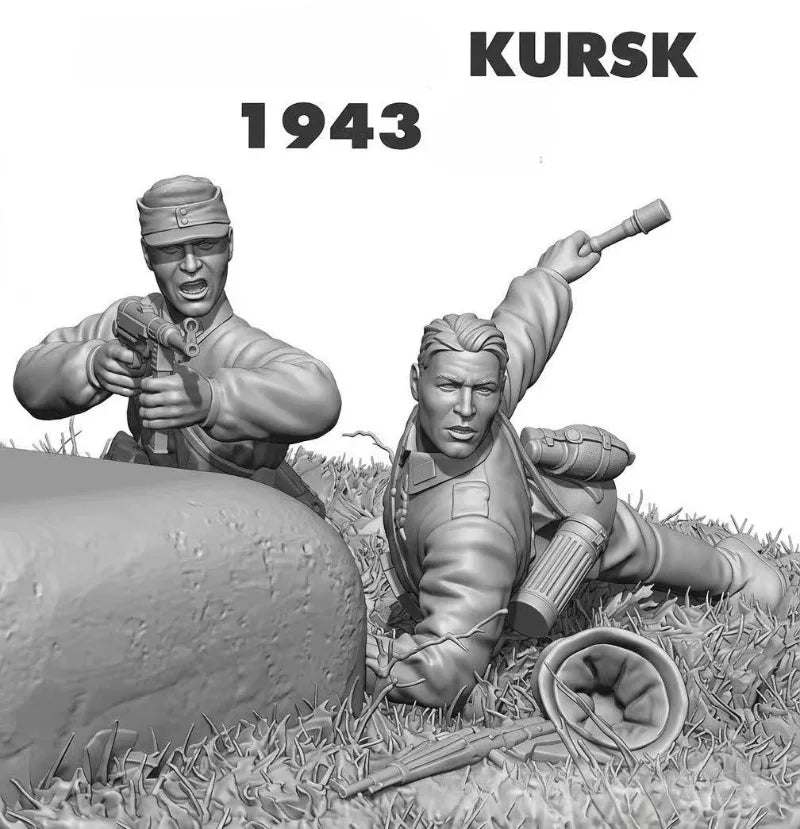1/35 WWII Soviet Soldiers Kursk 1943, 2 Figures, Resin Model Figure Kit, Unassembled and Unpainted