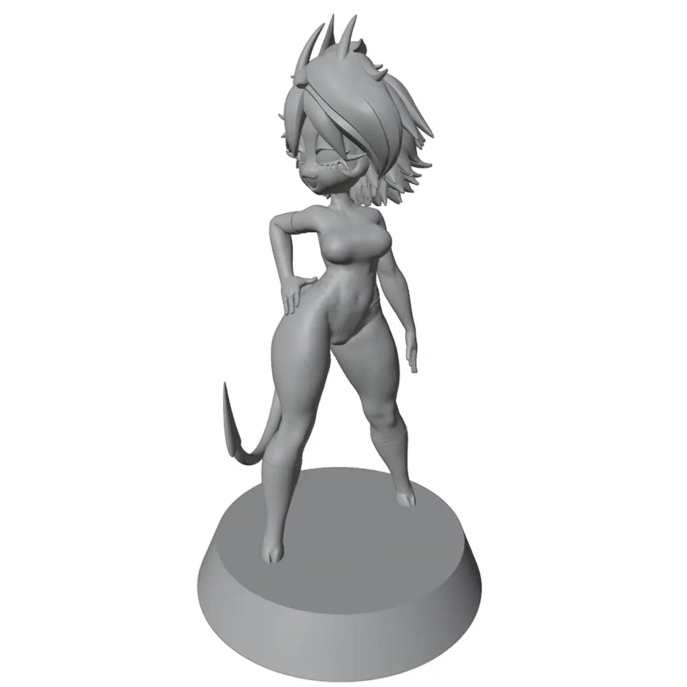 1/24 Spiky-Haired Anime Girl with Tail, Resin Model Figure Kit, Anime Theme, Unassembled and Unpainted