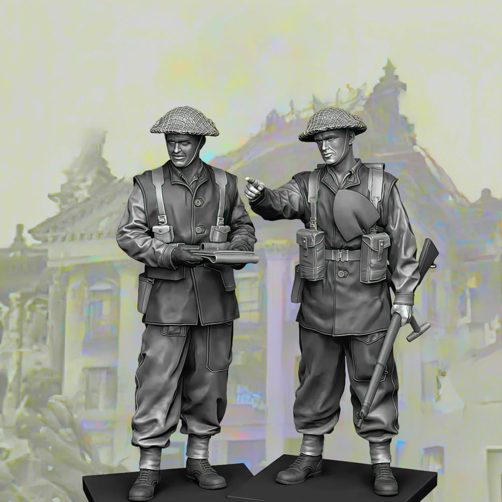 1/35 WWII British WWII Infantry, 2 Figures, Resin Model Figure Kit, Unassembled and Unpainted