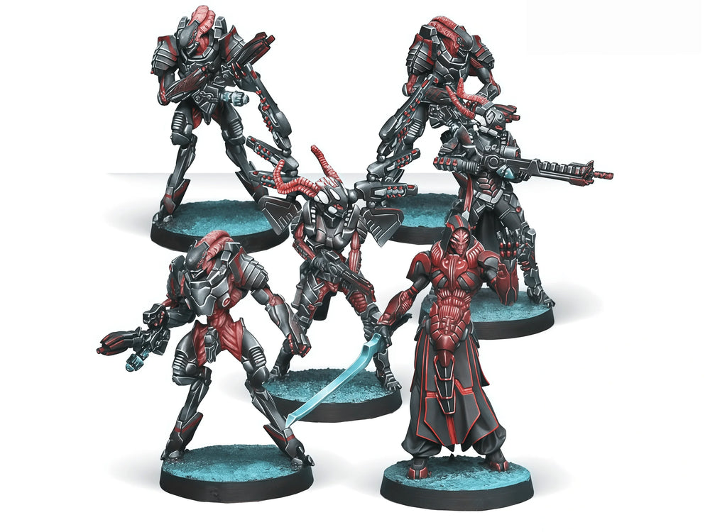 40mm Armored Humanoid Warriors, 4 Figures, Resin Model Figure Kit, Sci-Fi Theme, Unassembled and Unpainted