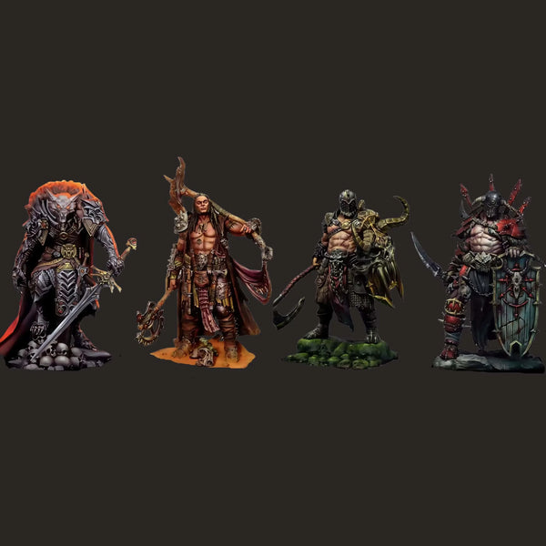 1/24 Evil Spirit Demon Warriors, 4 Figures, Resin Model Figure Kit, Fantasy Theme, Unassembled and Unpainted