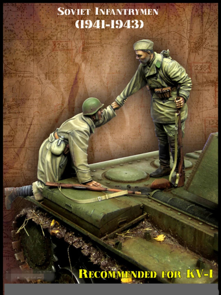 1/35 WWII Soviet Infantry Assault Squad, 5 Figures, Resin Model Figure Kit, Unassembled and Unpainted