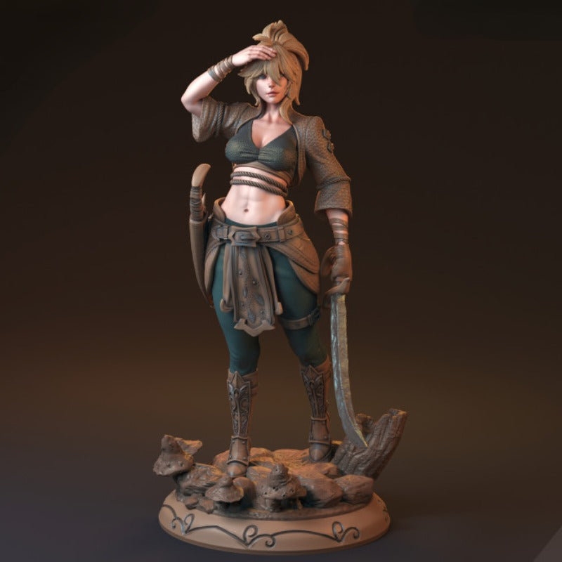 1/24 Hooded Shieldmaiden with Sword, Resin Model Figure Kit, Fantasy Theme, Unassembled and Unpainted