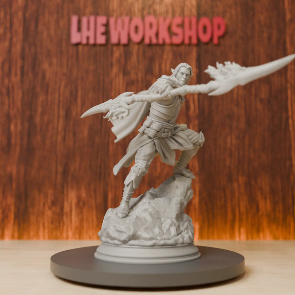 75mm Elf Polearm Warrior, Resin Model Figure Kit, Fantasy Theme, Unassembled and Unpainted
