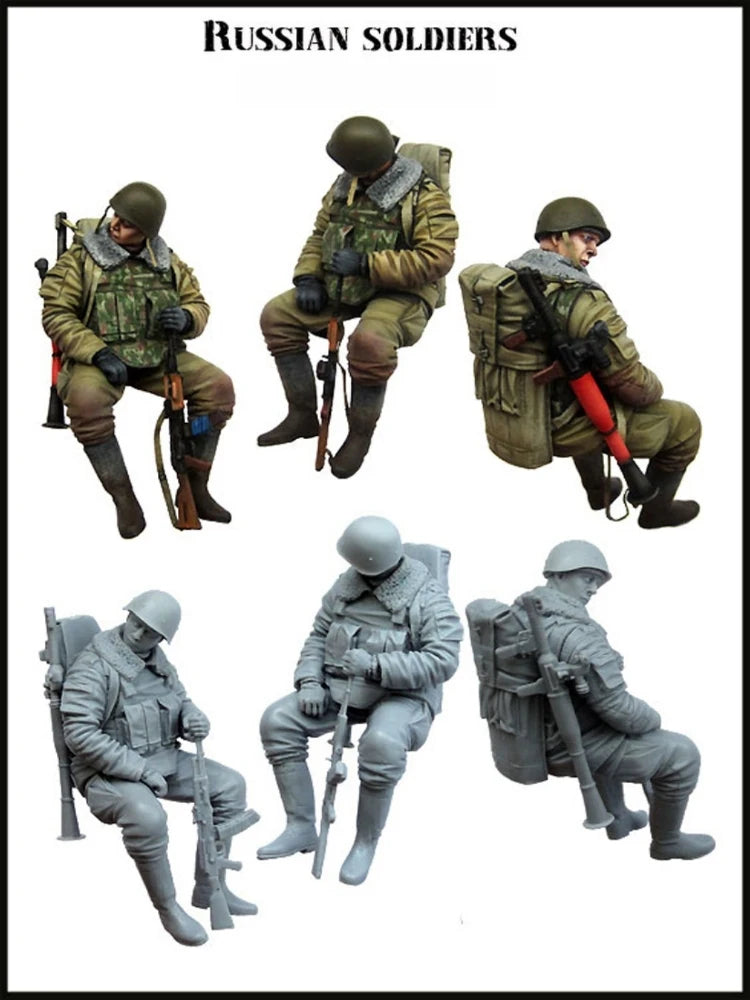 1/35 Modern Russian Commando Seated with Rifle, Resin Model Figure Kit, Unassembled and Unpainted