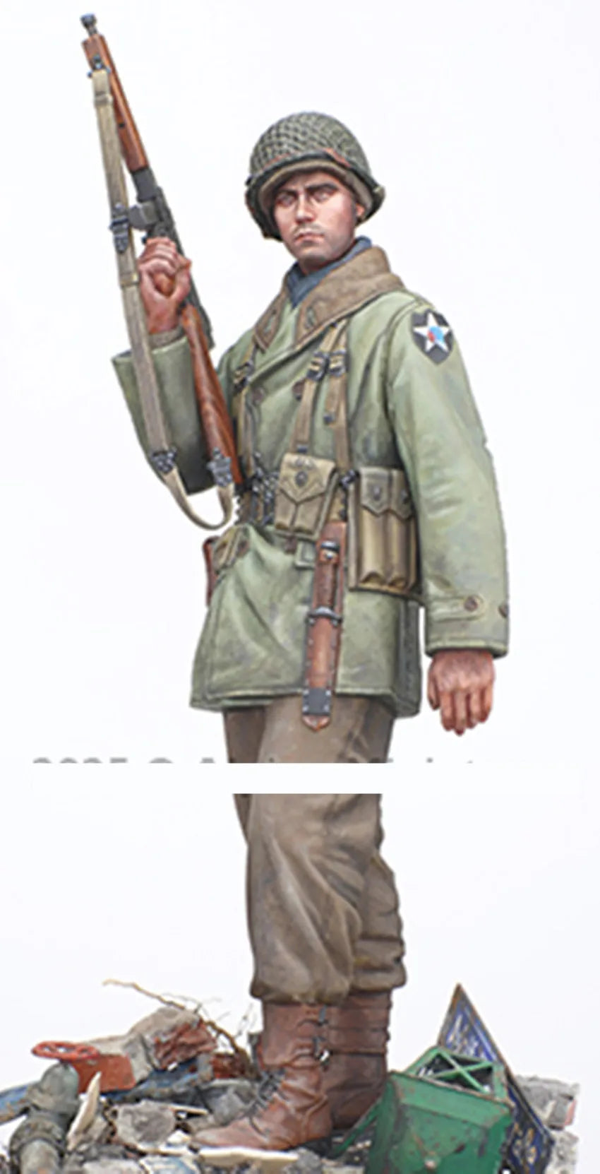 1/16 WWII US Infantry Ready with Bayonet, Resin Model Figure Kit, Unassembled and Unpainted