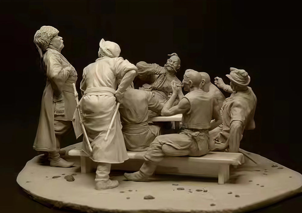 1/24 17th Century Cossack & Ottoman, 12 Figures, Resin Model Diorama Kit, Military Theme, Unassembled and Unpainted