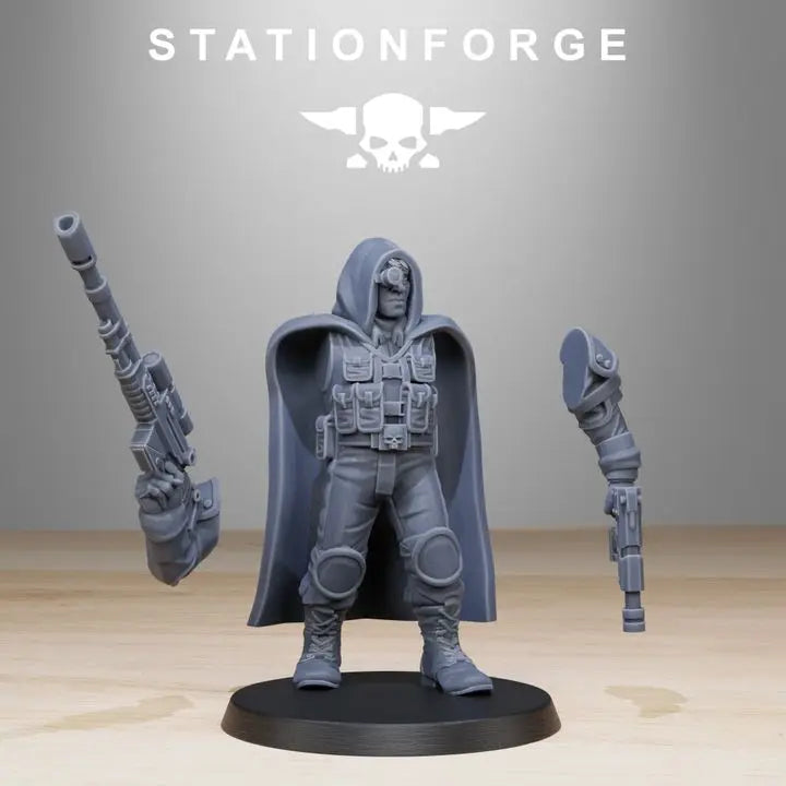 Snipers Squad, 8 Figures, Resin Model Figure Kit, Sci-Fi Theme, Unassembled and Unpainted