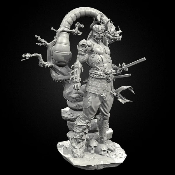 90mm Demonic Multi-Headed Warrior, Resin Model Figure Kit, Fantasy Theme, Unassembled and Unpainted