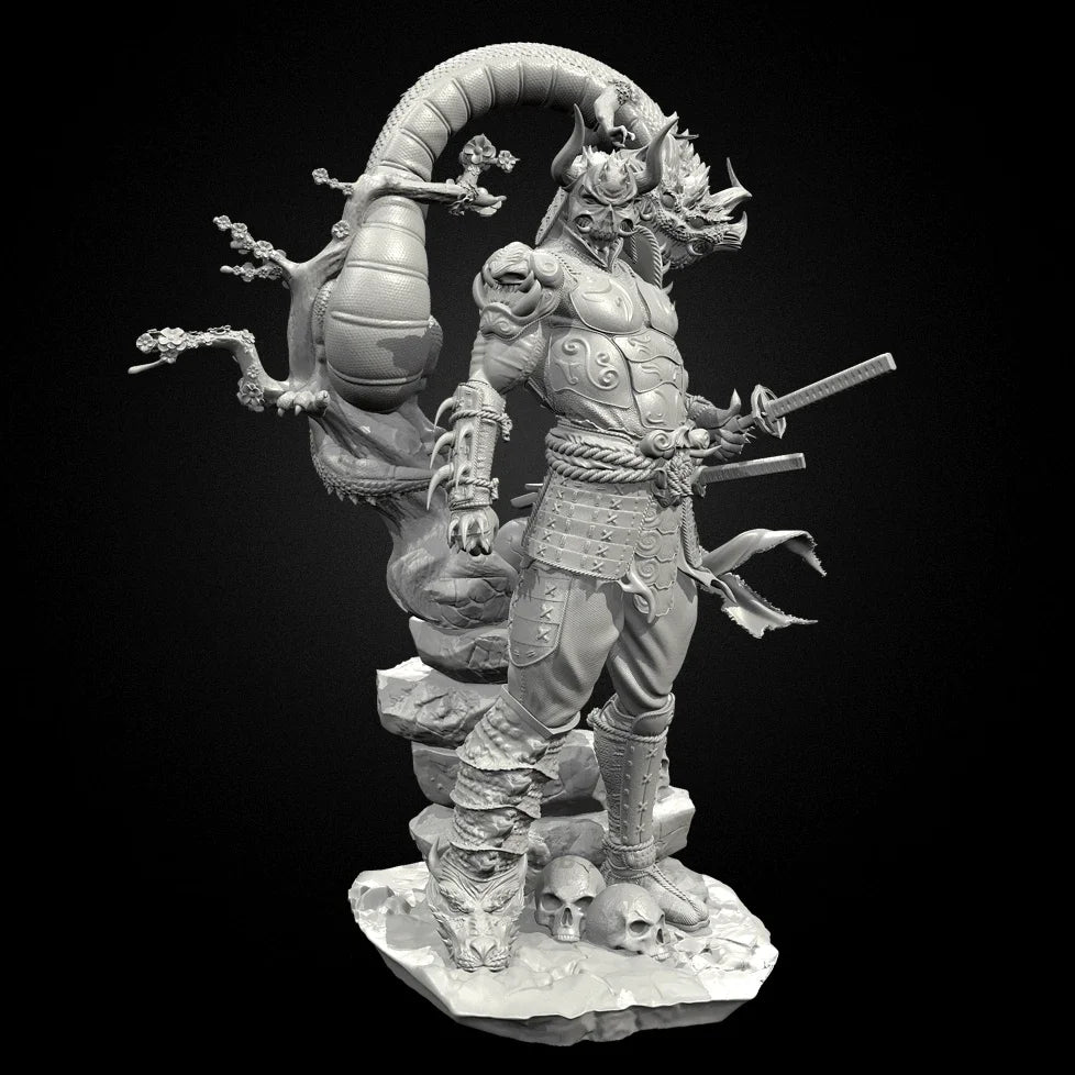 90mm Demonic Multi-Headed Warrior, Resin Model Figure Kit, Fantasy Theme, Unassembled and Unpainted