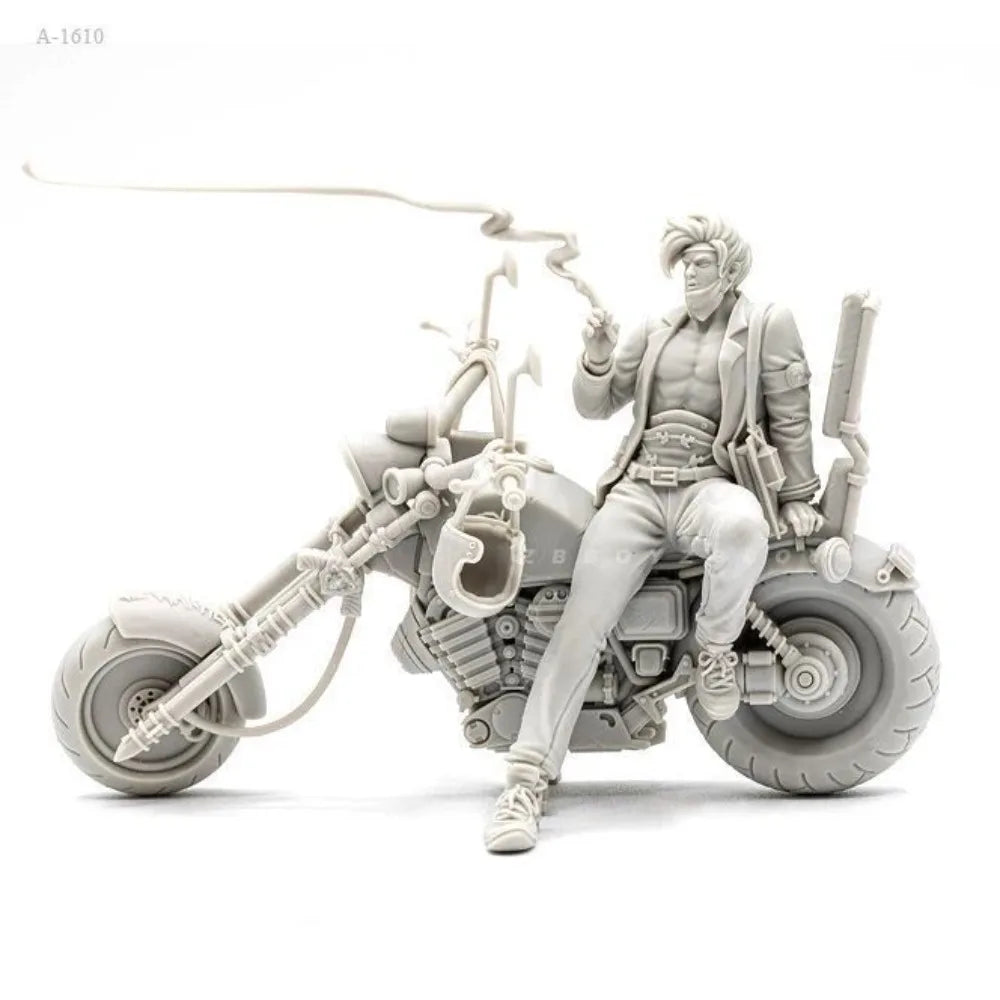 75mm Post-Apocalyptic Biker, Resin Model Figure Kit, Unassembled and Unpainted