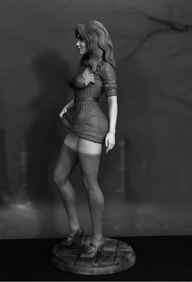 1/24 Woman in Quilted Corset Dress with Puffed Sleeves, Resin Model Figure Kit, Unassembled and Unpainted