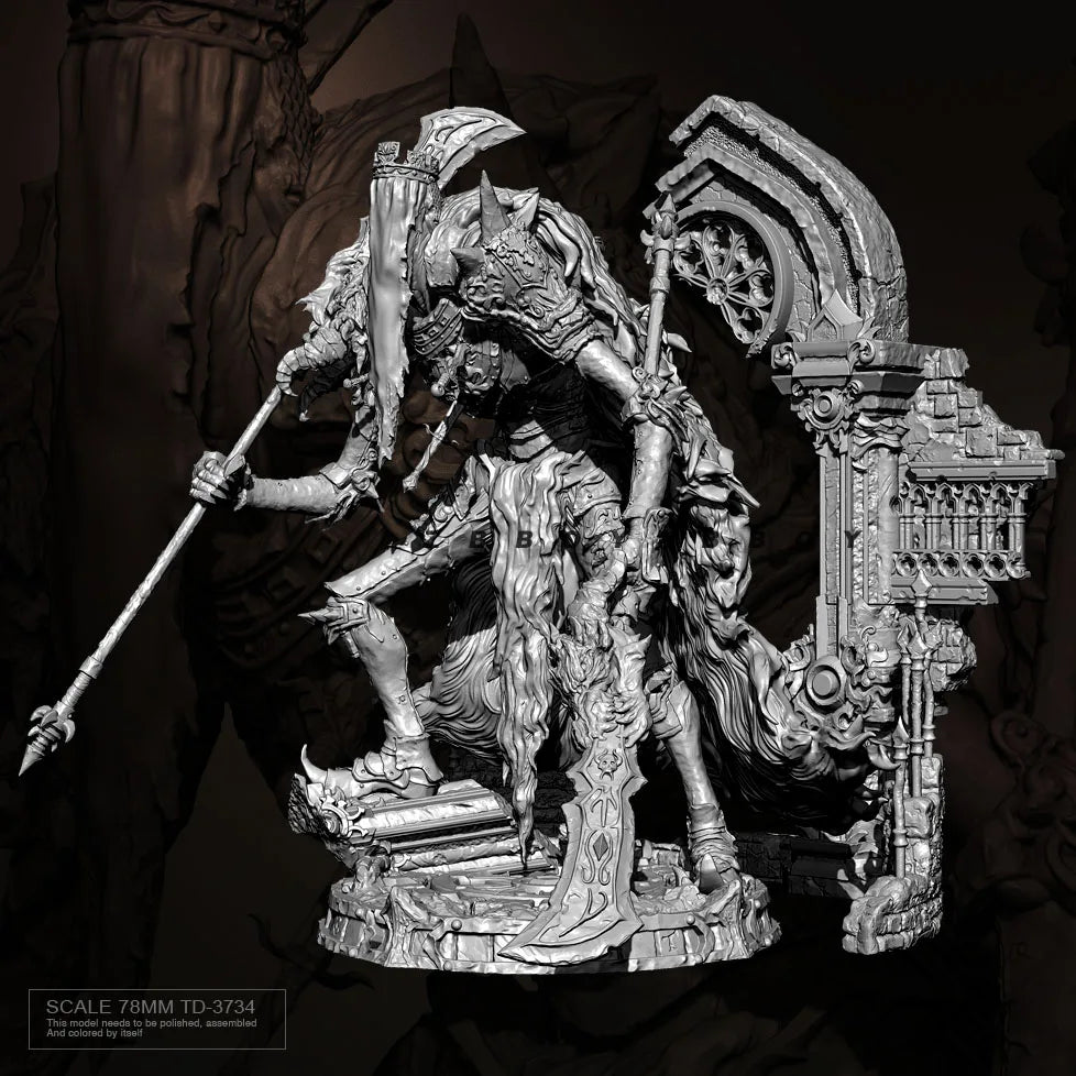 78mm Dark Fantasy Warrior, Resin Model Figure Kit, Fantasy Theme, Unassembled and Unpainted