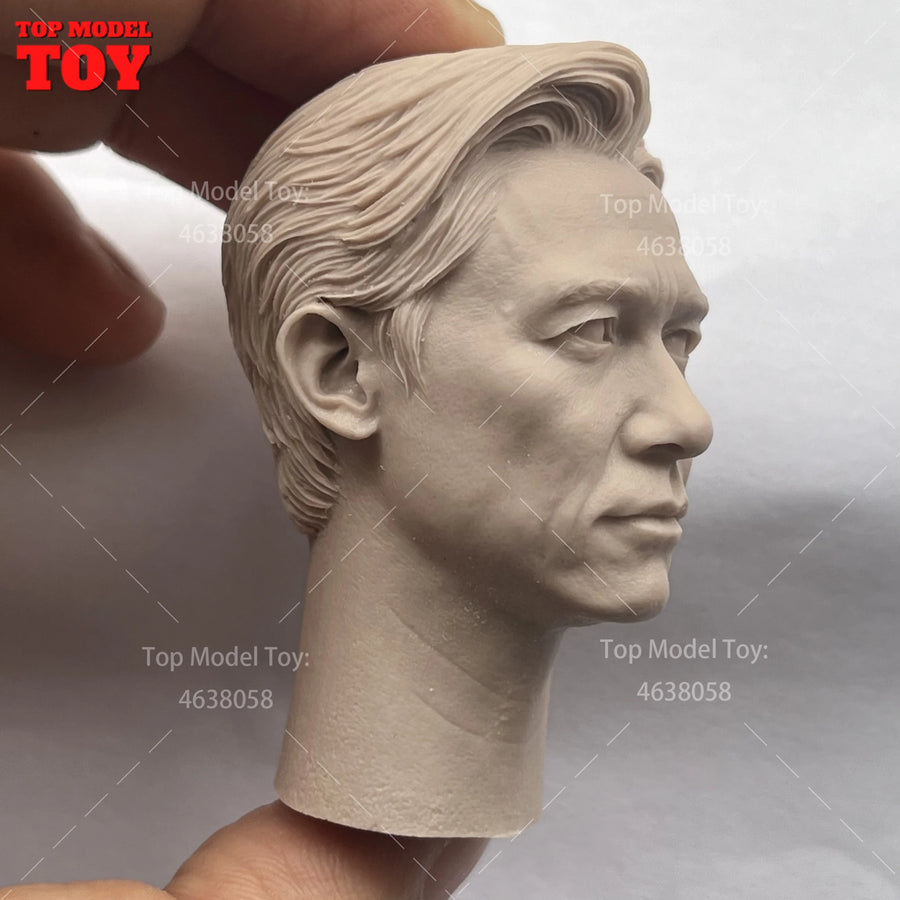 1/6 Scale Unpainted Tony Leung Chiu Wai Head Sculpt Carving Korea China Star Model for 12'' Soldier Action Figure Body Dolls