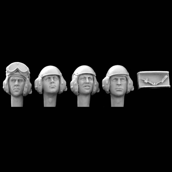 1/35 Modern US Tank Crew Heads, 4 Figures, Resin Model Figure Kit, Unassembled and Unpainted