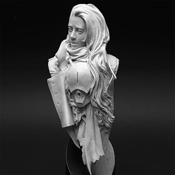 Female Warrior in Mecha Armor, Resin Model Bust Kit, Sci-Fi Theme, Unassembled and Unpainted
