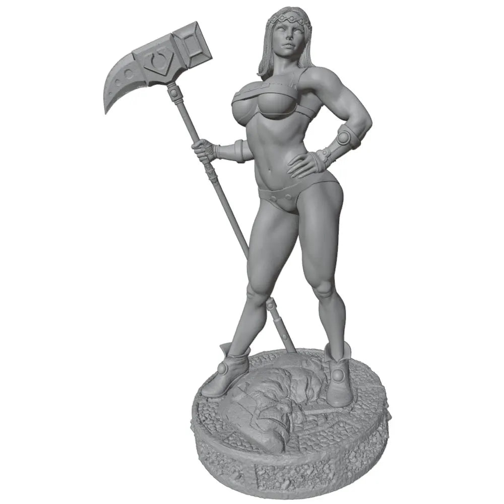 1/24 Female Warrior with Axe, Resin Model Figure Kit, Fantasy Theme, Unassembled and Unpainted