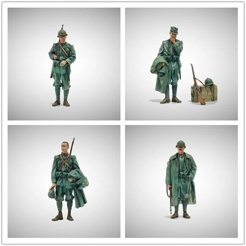 1/35 WWII Italian Officers and Soldiers, 4 Figures, Resin Model Figure Kit, Unassembled and Unpainted