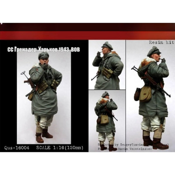 1/16 WWII German Grenadier with Binoculars, Resin Model Figure Kit, Unassembled and Unpainted