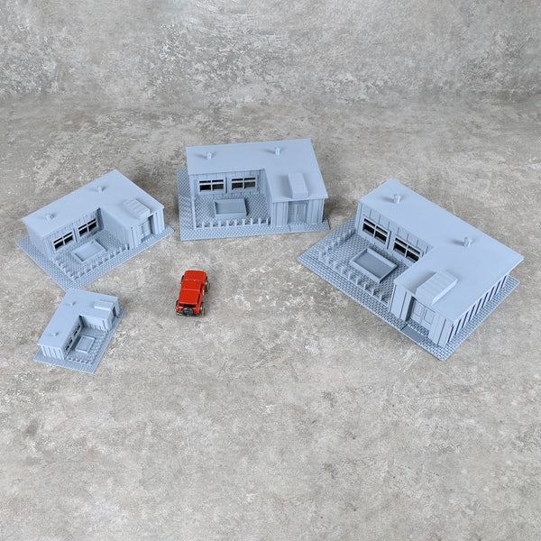 1/72 Modern Residential & Commercial Buildings, Resin Model Diorama Kit, Unassembled and Unpainted