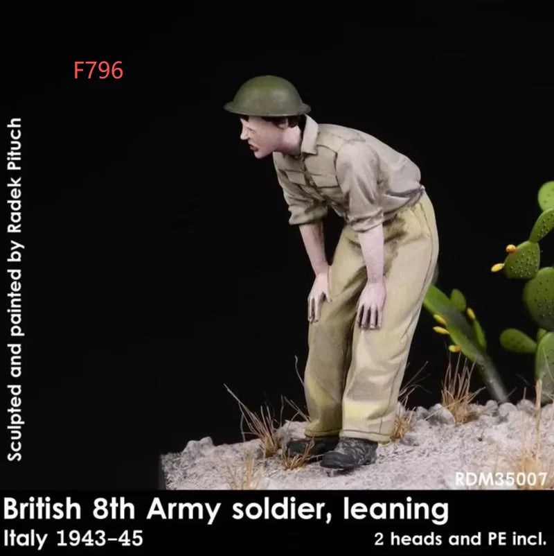 1/35 WWII British 8th Army Infantryman Leaning, Resin Model Figure Kit, Unassembled and Unpainted