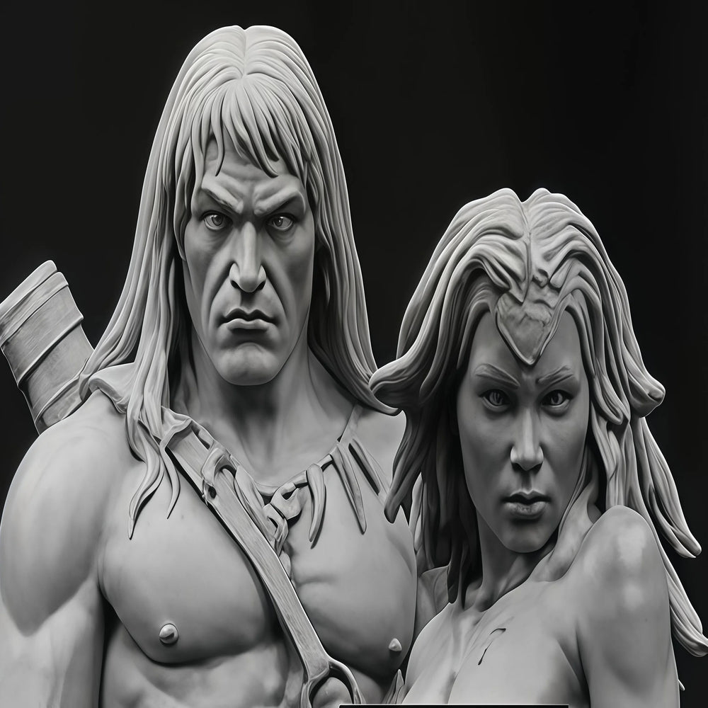 1/24 Medieval Fantasy Barbarian Warriors, 2 Figures, Resin Model Figure Kit, Unassembled and Unpainted