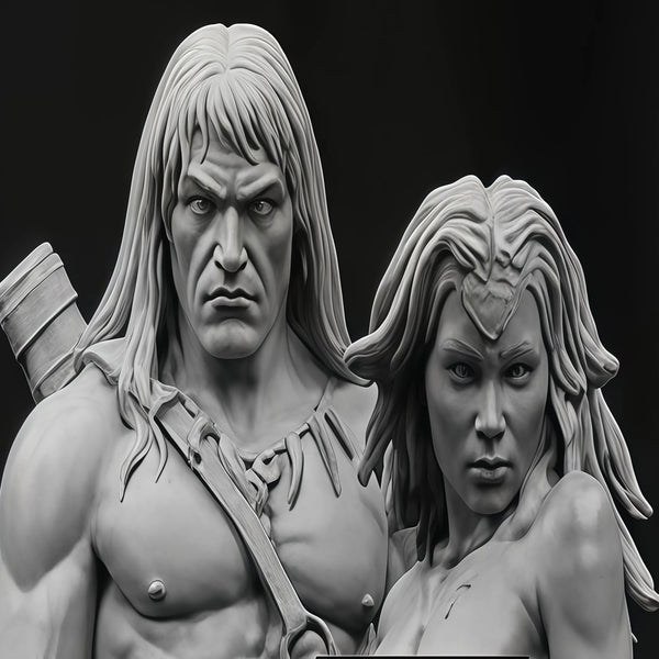 1/24 Medieval Fantasy Barbarian Warriors, 2 Figures, Resin Model Figure Kit, Unassembled and Unpainted