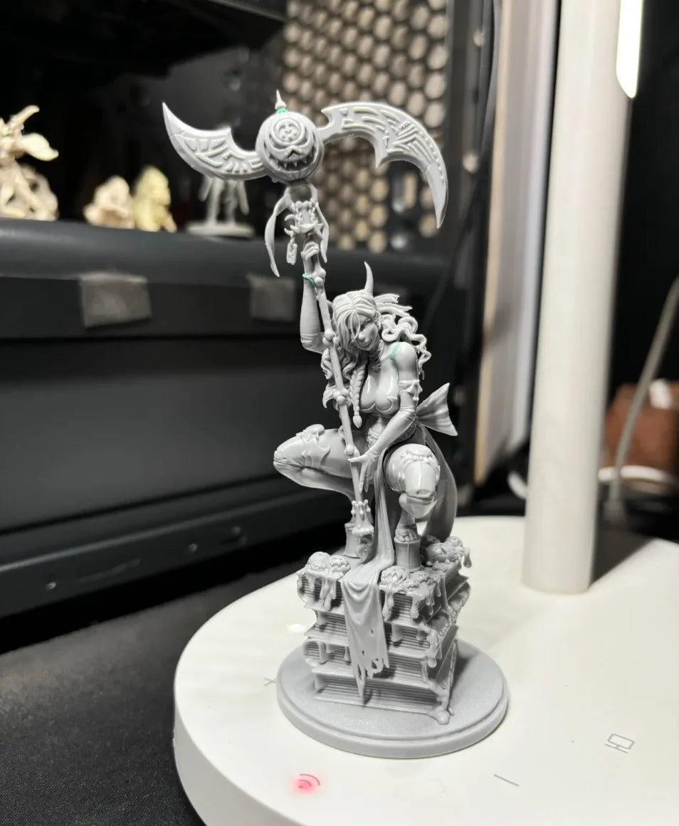 75mm Dark Sorceress with Ornate Scythe, Resin Model Figure Kit, Fantasy Theme, Unassembled and Unpainted
