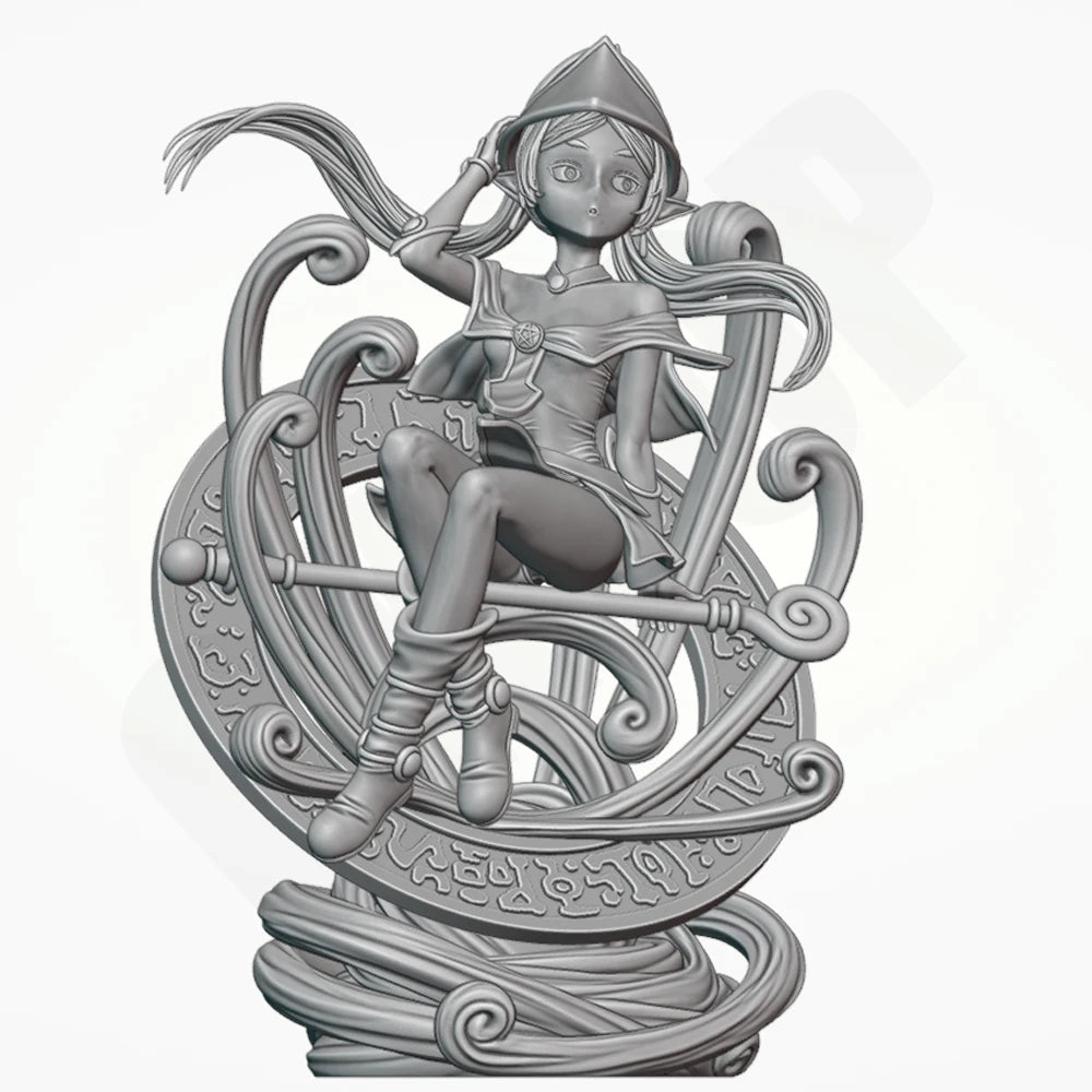 1/24 Enchantress with Ornate Scrollwork Frame, Resin Model Figure Kit, Fantasy Theme, Unassembled and Unpainted