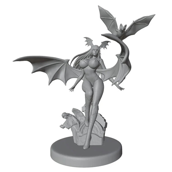 1/24 Horned Succubus with Bat Wings, Resin Model Figure Kit, Anime Theme, Unassembled and Unpainted